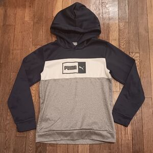 PUMA Boy's Dark Blue and Light Gray Hoodie